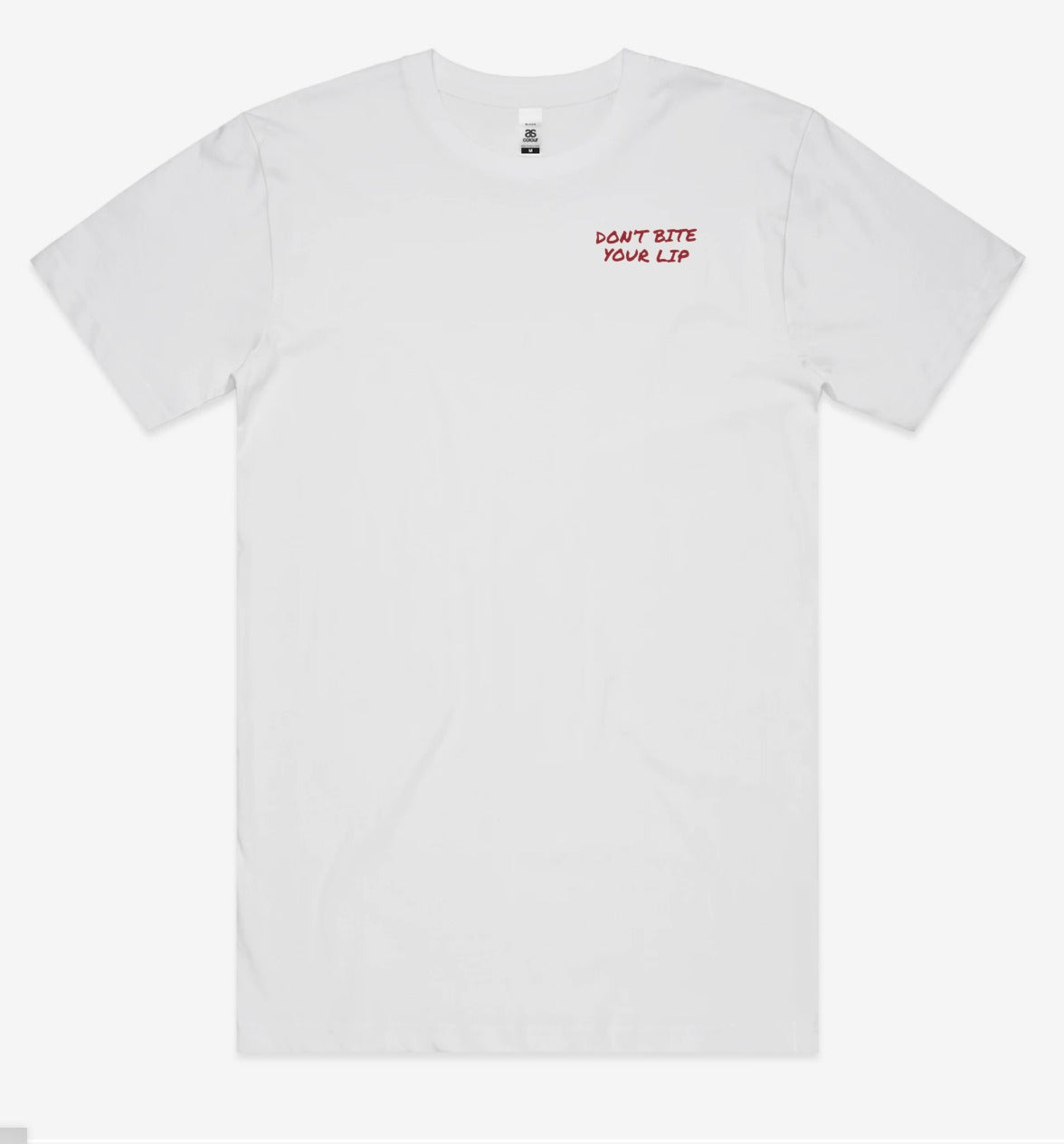 Don't Bite Your Lip Tee front left chest flat lay