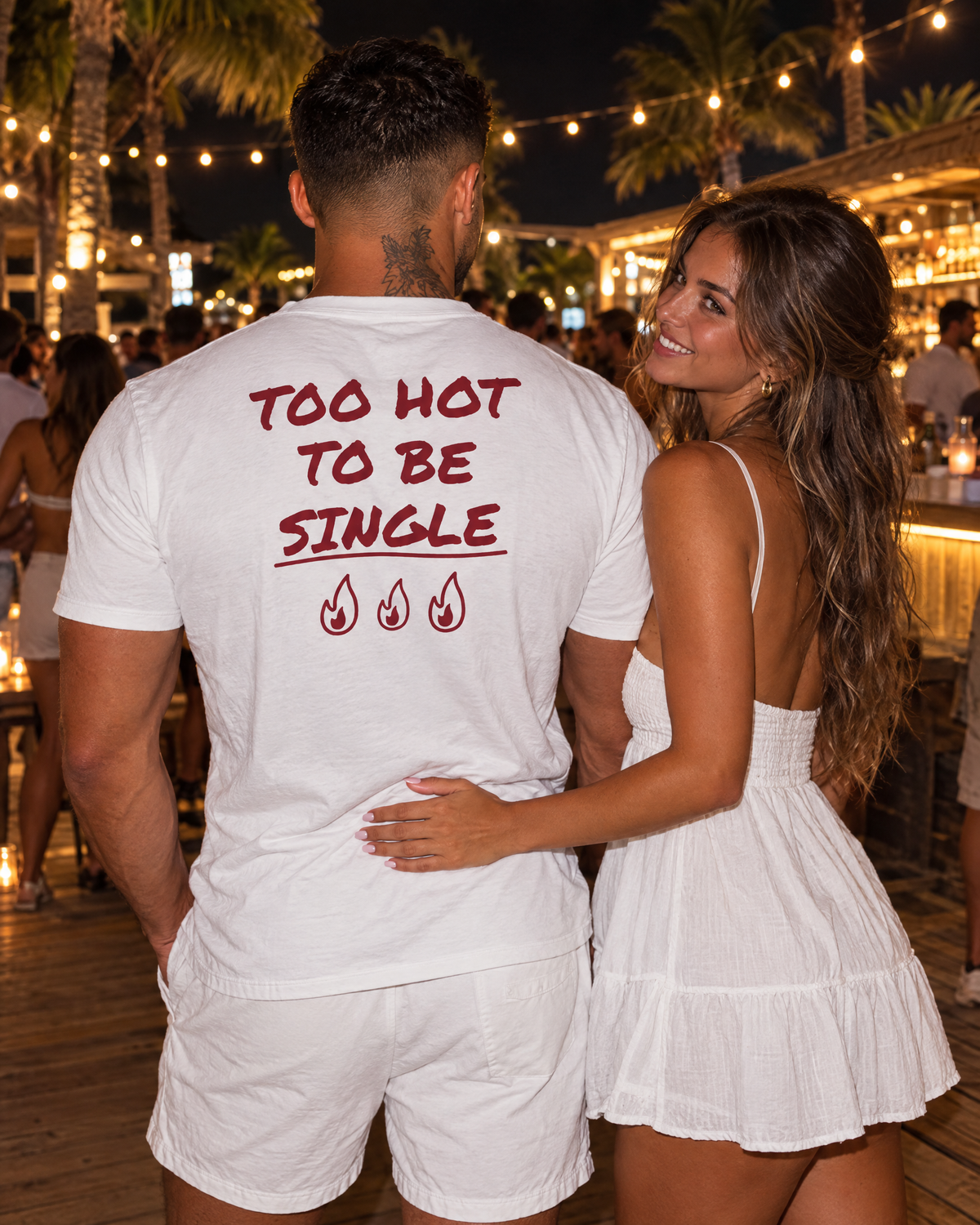 Too Hot To Be Single Tee worn, back print