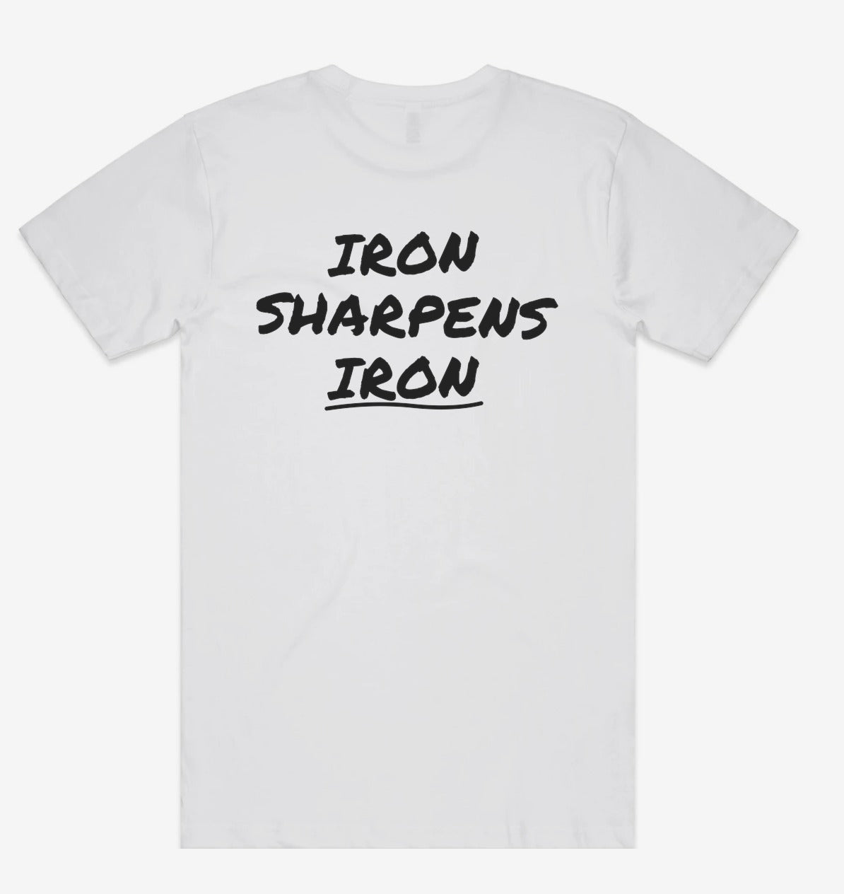 Iron Sharpens Iron Tee back print flat lay