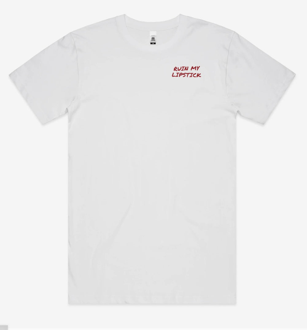 Ruins Your Lipstick Tee front left chest flat lay